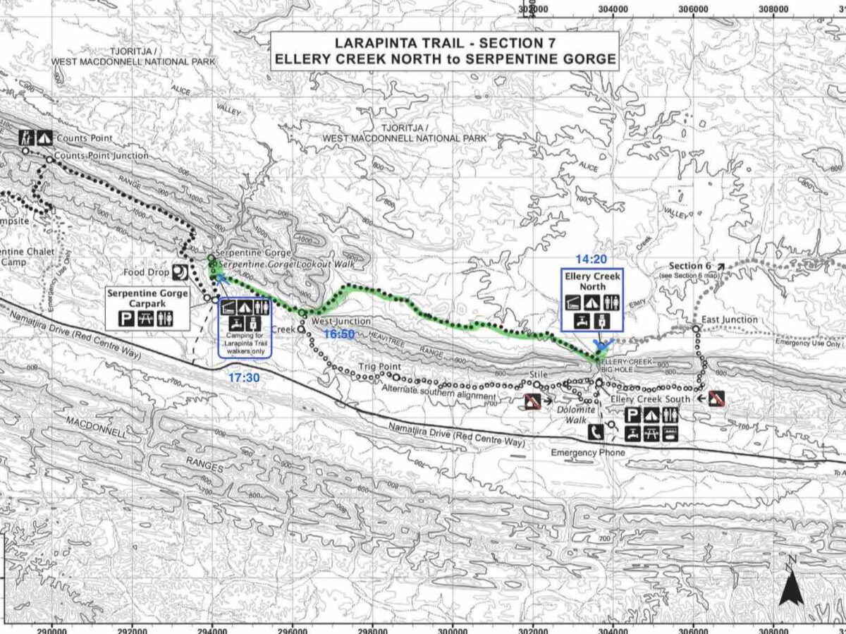 Larapinta Trail Map 5 – Ellery Creek North, Serpentine Gorge