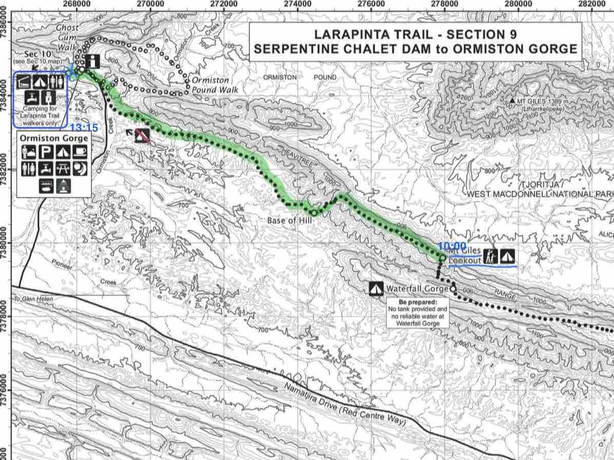 Larapinta Trail Map 8 – Mt Giles Lookout, Ormiston Gorge