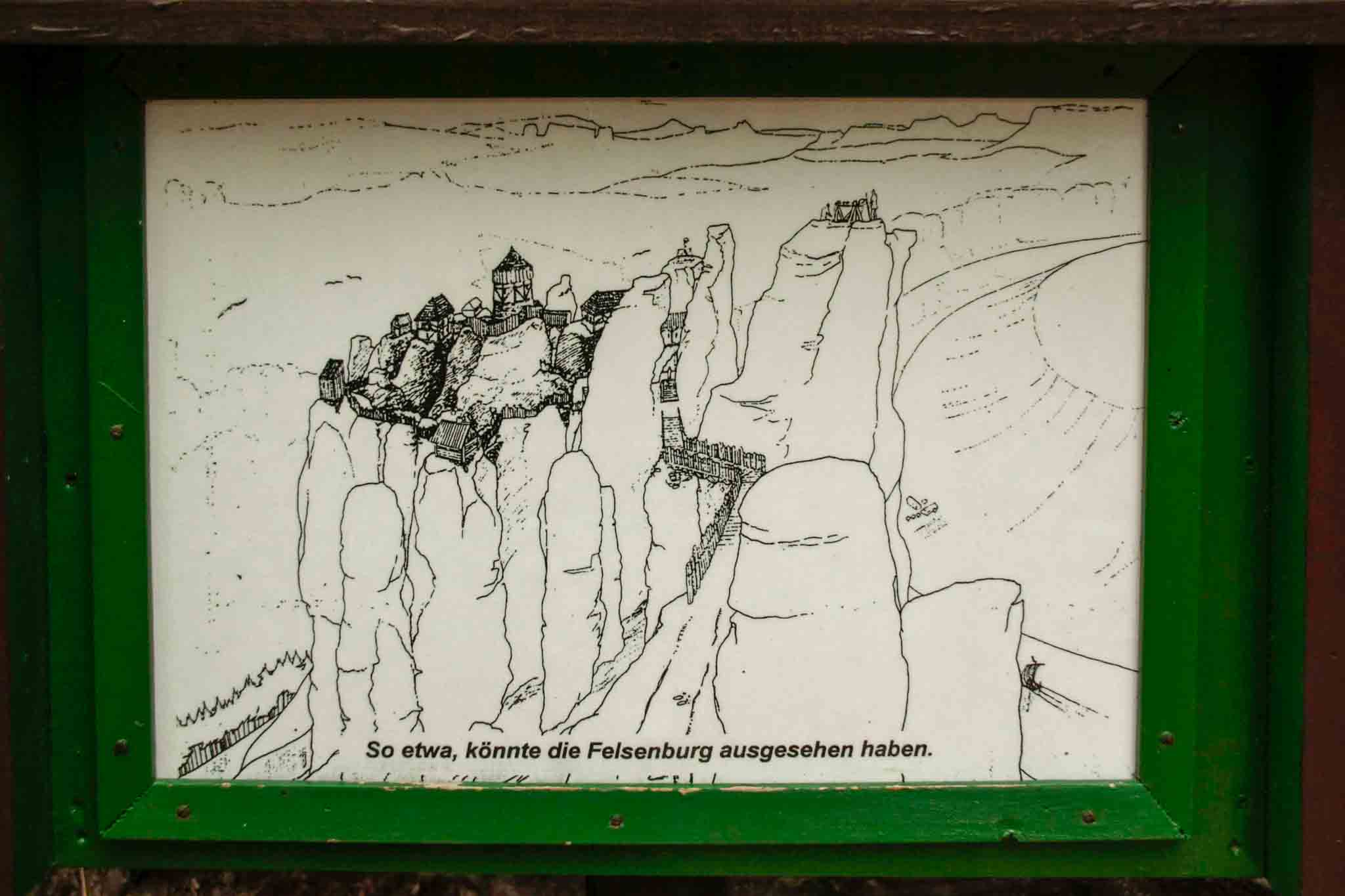day 2 - Bastei Brücke, sign of how the rock-castle could've looked like