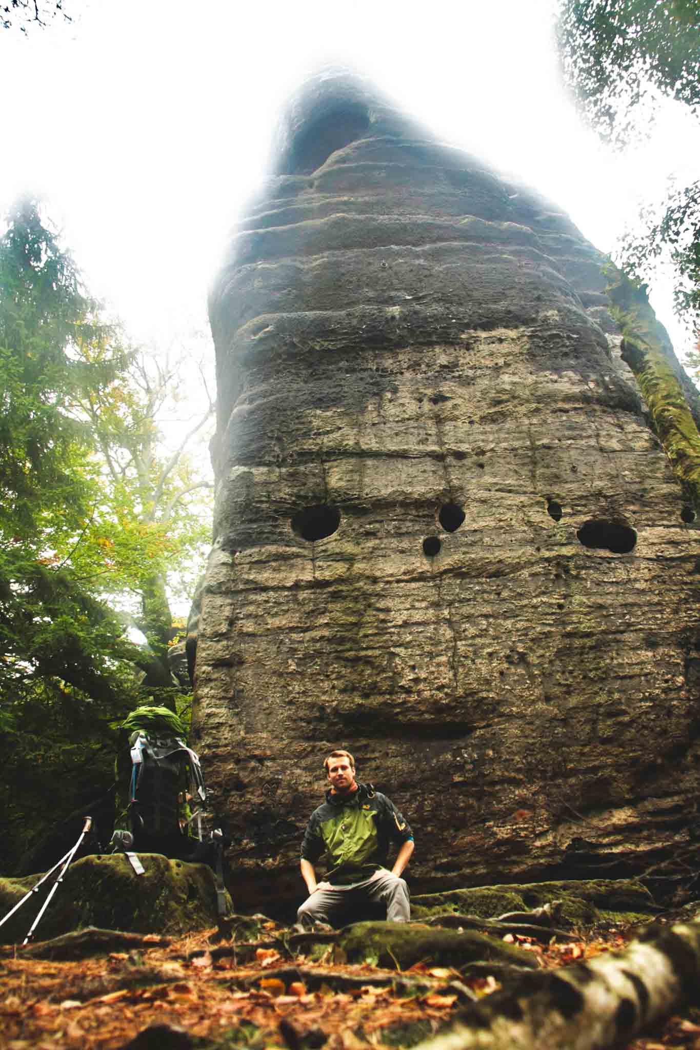 Malerweg Day 3 — Jacob in front of a big boulder